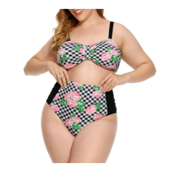 Plus Size Women Bikini Floral Printed Swimsuit beach wear - Picture 5 of 12